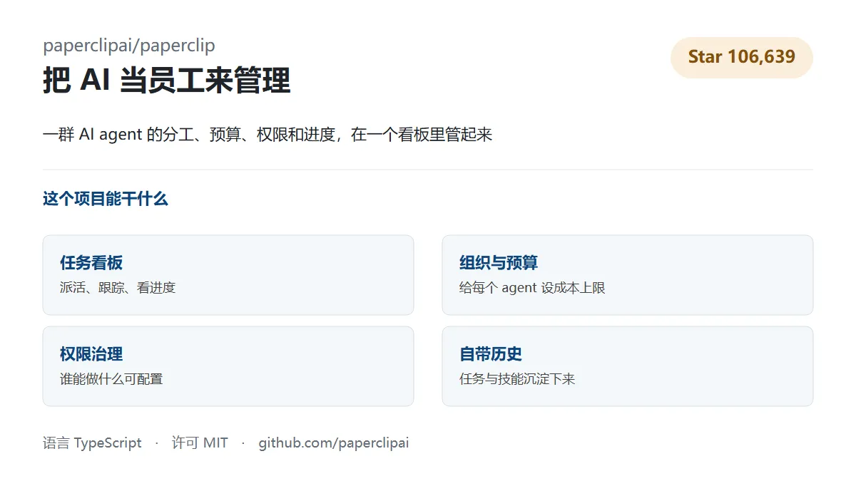 Paperclip 项目速览:AI agent 编排管理